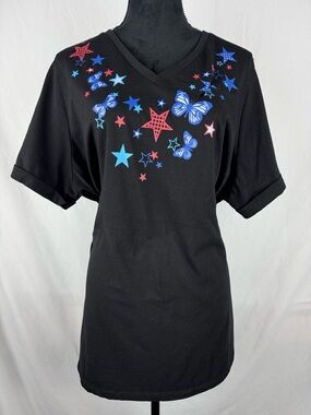 Woman Within Butterfly Red White and Blue T-Shirt